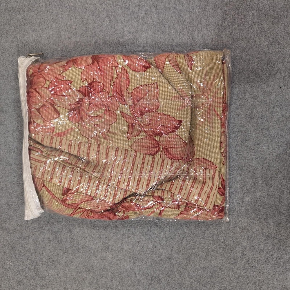 Vintage Clementi Crsma King Sham Part Beige Red Floral Bedding Home Decor - Picture 2 of 3